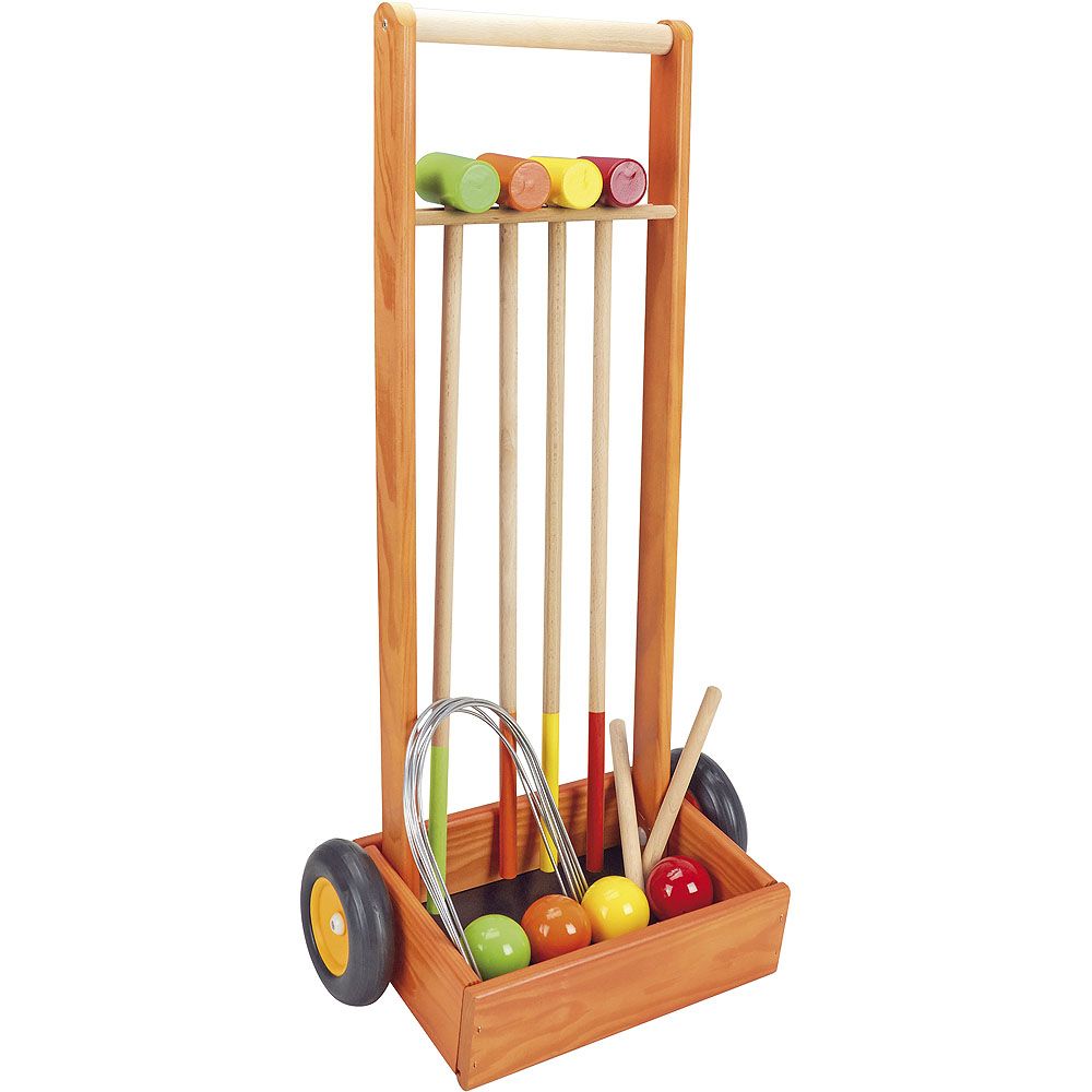 Dřevěné hračky Jeujura Dřevěný kroket s vozíkem