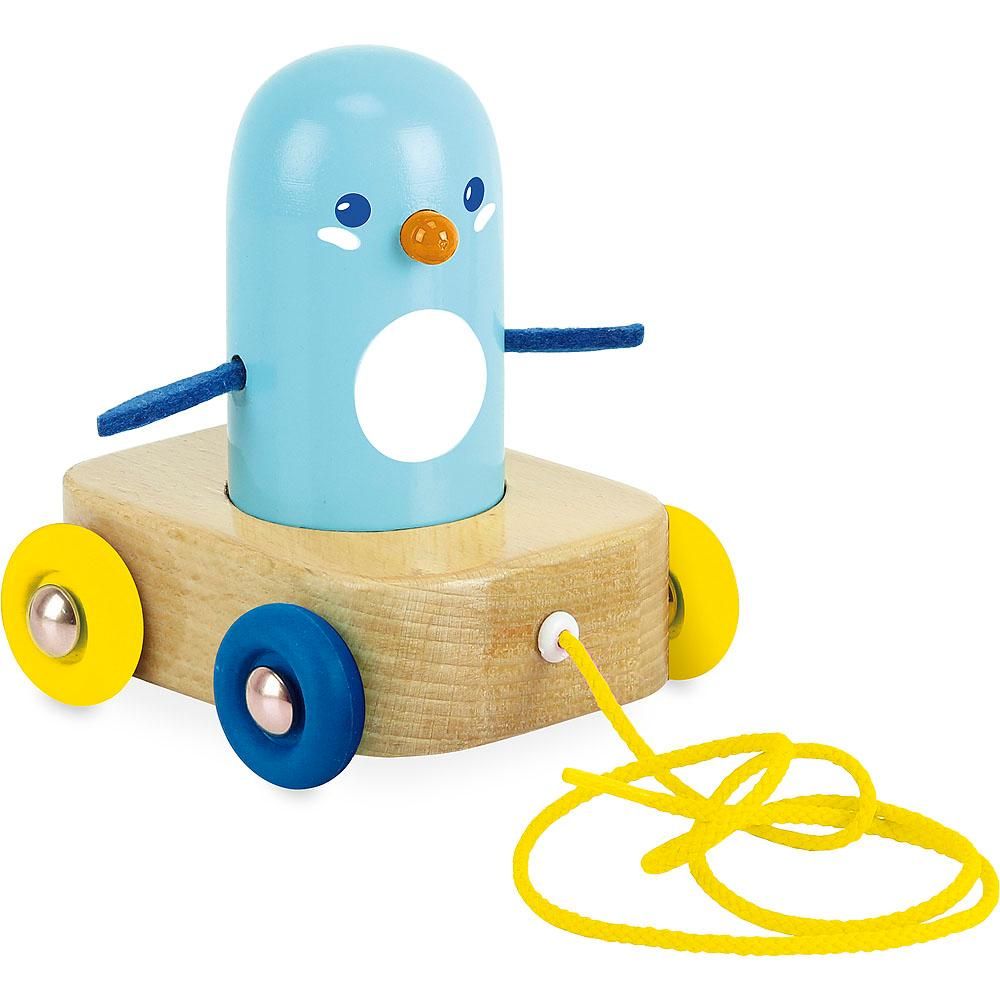 Dřevěné hračky Vilac Tahací hračka a chrastítko tučňák