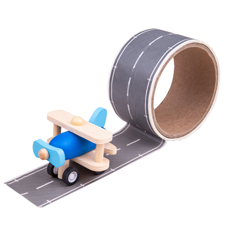 Dřevěné hračky Bigjigs Toys Lepící páska runway s letadlem