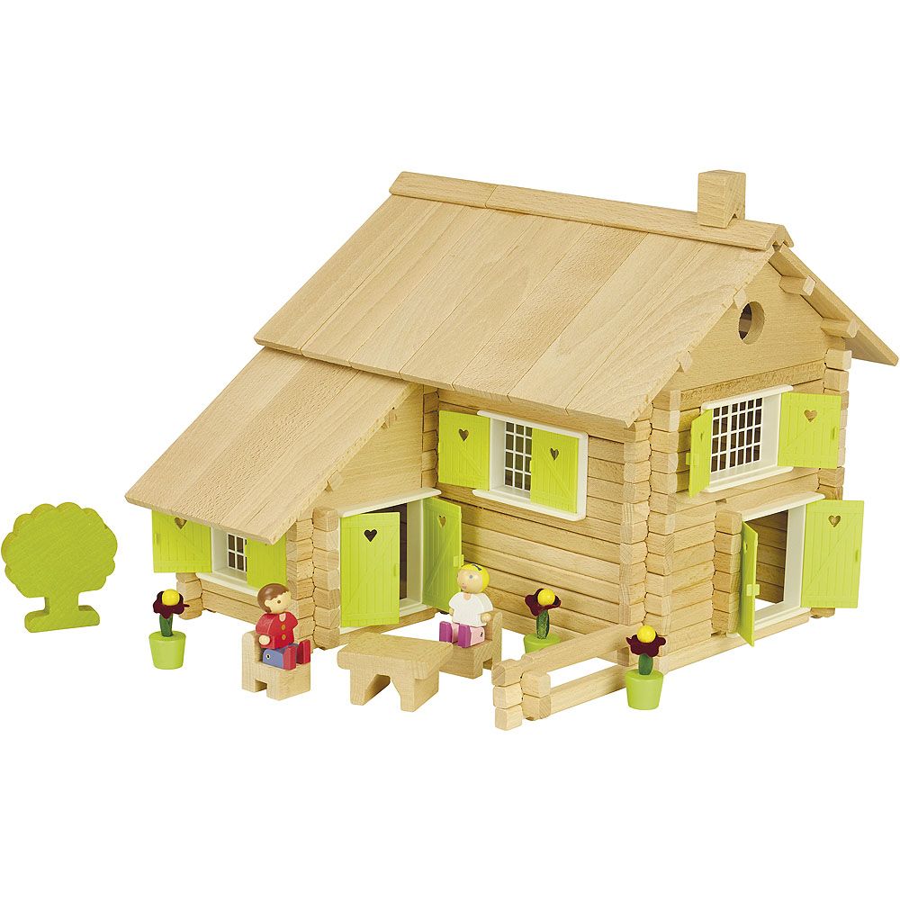 Dřevěné hračky Jeujura Dřevěná stavebnice 240 dílů Velký dům