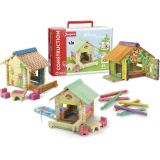 Dřevěné hračky Jeujura Dřevěná stavebnice 65 dílů Domeček s barvami