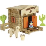 Dřevěné hračky Jeujura Dřevěná stavebnice 80 dílů Sheriffská stanice