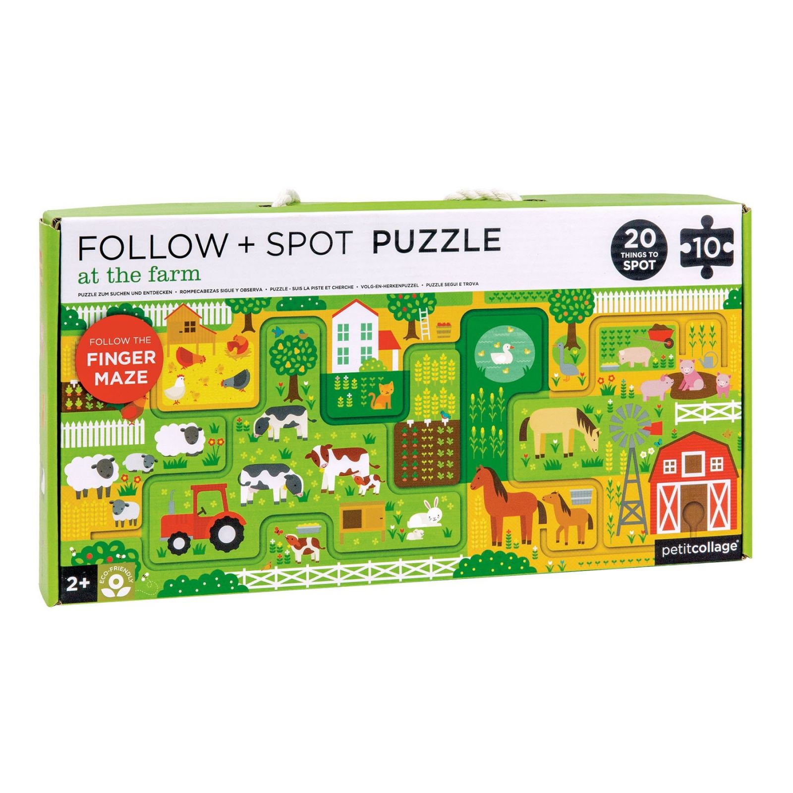 Dřevěné hračky Petit Collage Bludiště a puzzle Farma