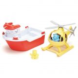 Dřevěné hračky Green Toys Záchranná loď s helikoptérou
