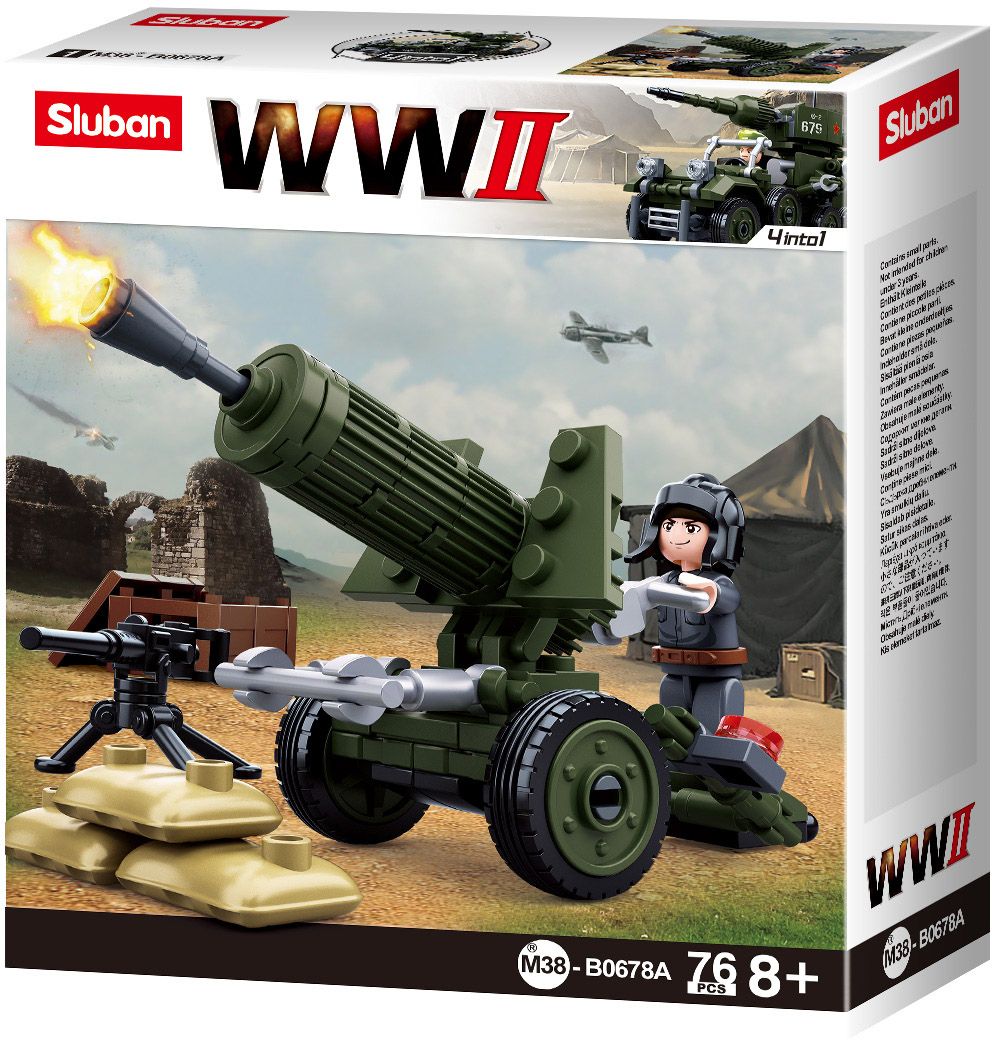Dřevěné hračky Sluban WWII M38-B0678A 4into1 Protitankový kanón