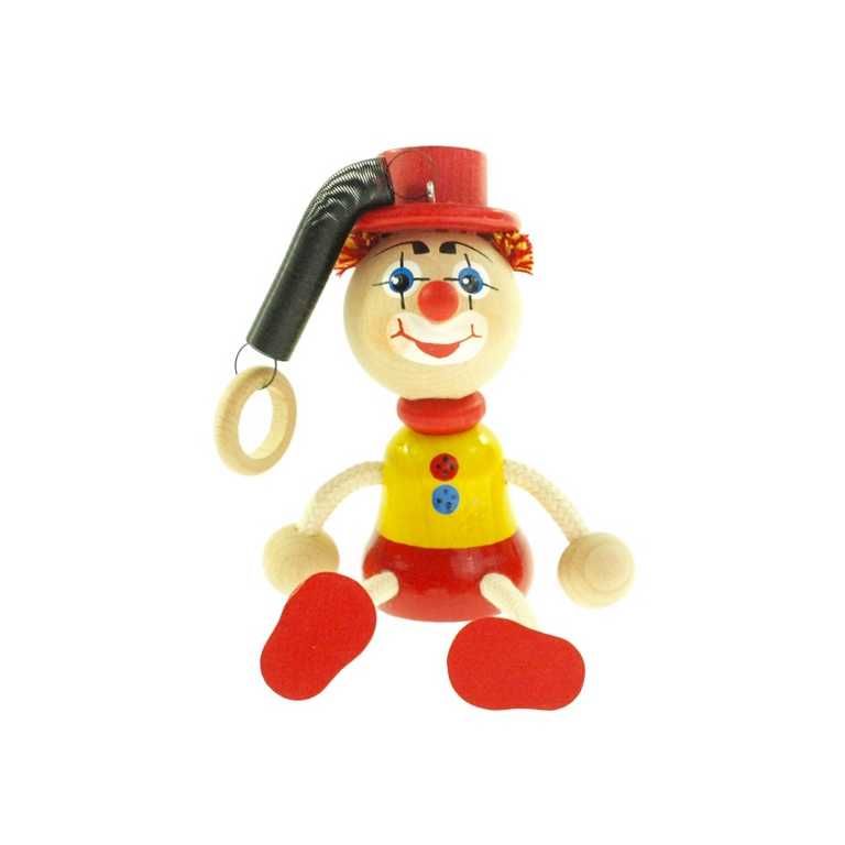 Dřevěné hračky Klaun s kloboukem na pružině Česká dřevěná hračka