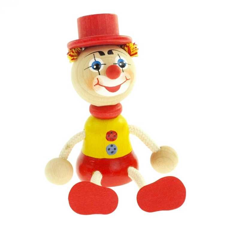 Dřevěné hračky Panáček klaun s kloboukem Česká dřevěná hračka