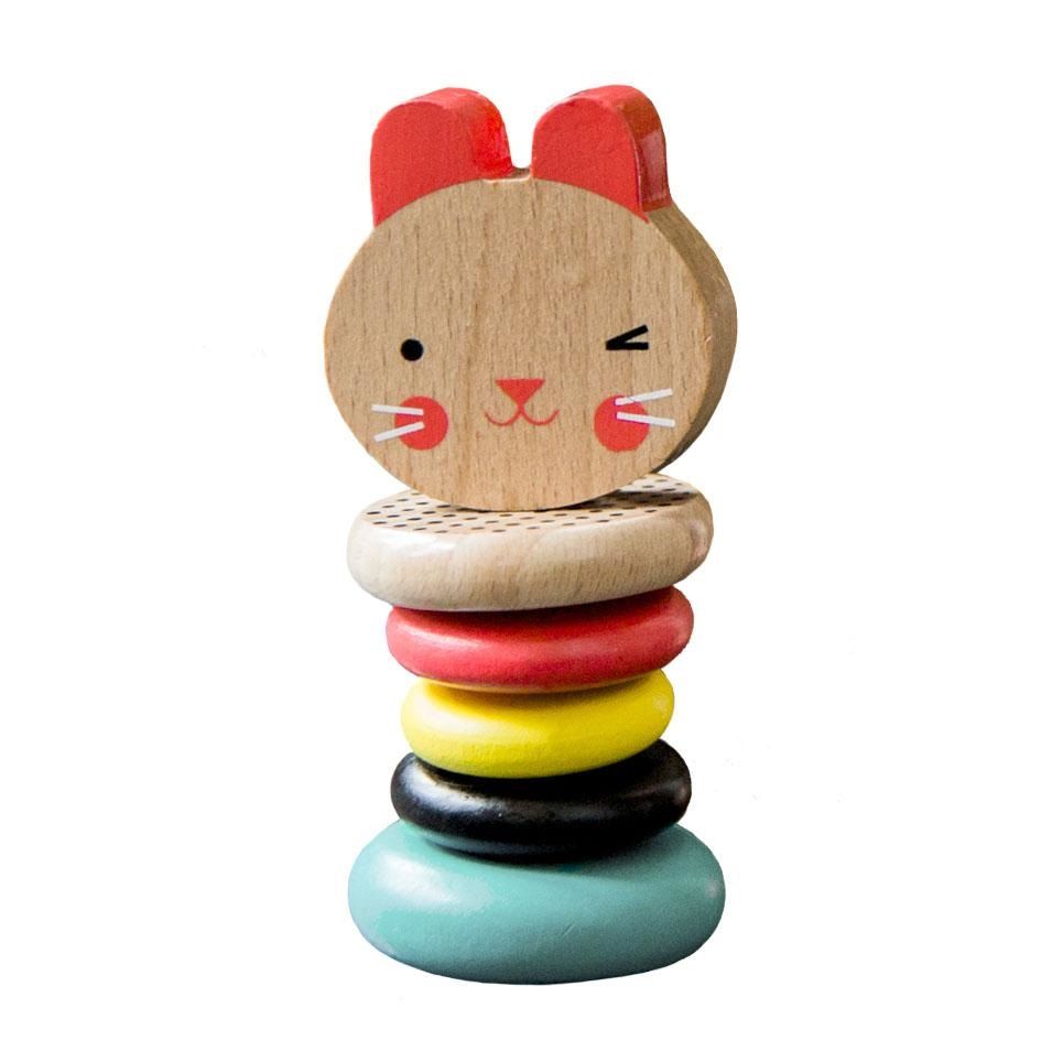 Dřevěné hračky Petit Collage Dřevěné chrastítko zajíček