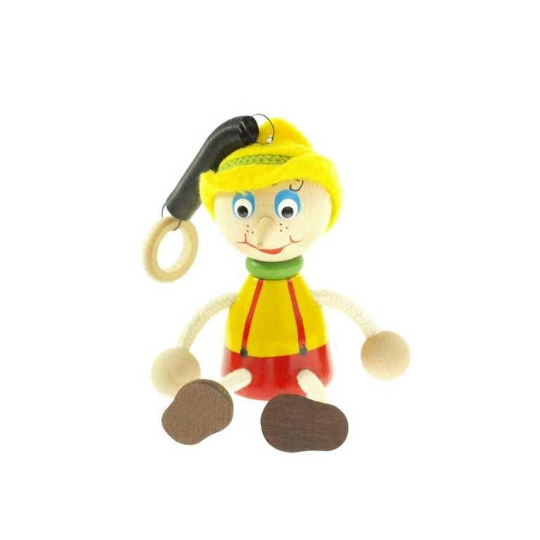 Dřevěné hračky Pinocchio s kloboukem na pružině Česká dřevěná hračka