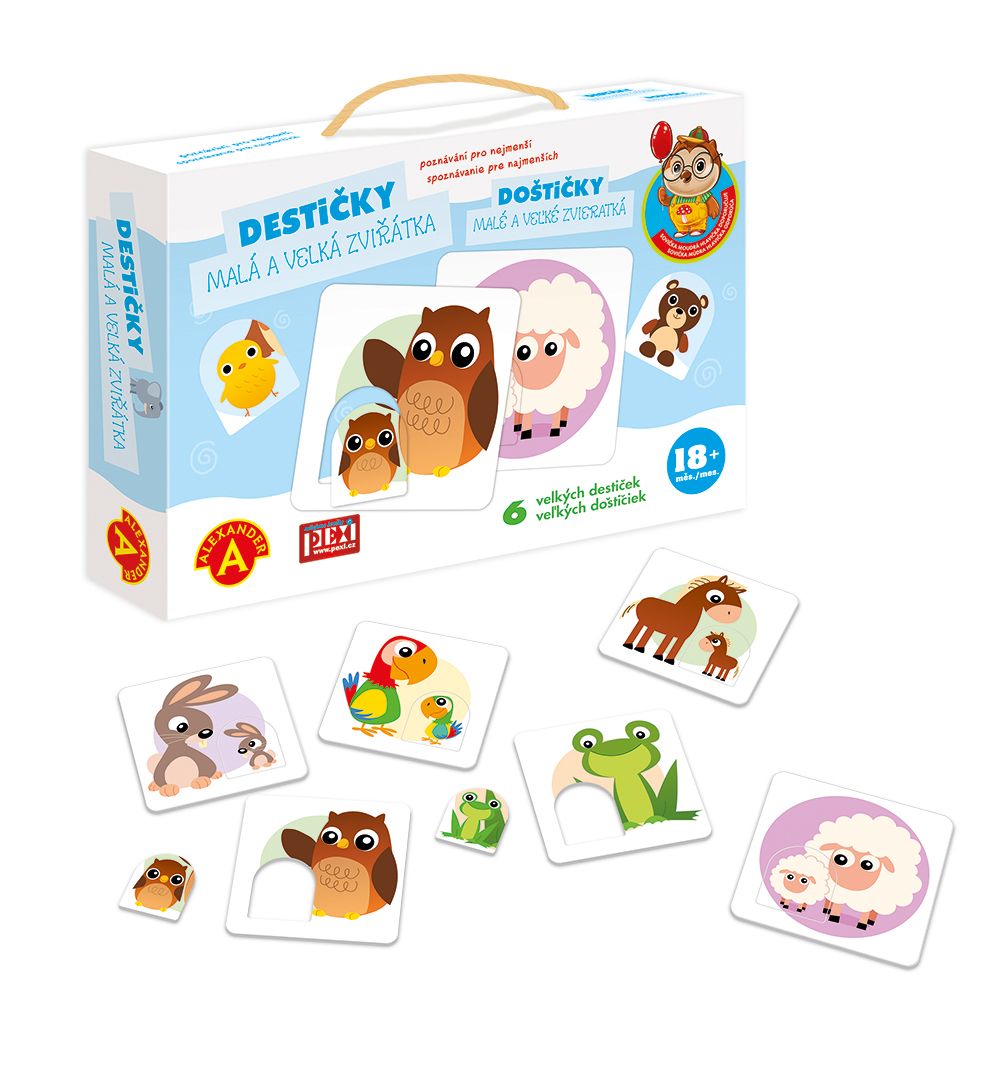 Dřevěné hračky Alexander Poznávání pro nejmenší - Destičky - malá a velká zvířátka Pexi