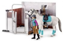 Dřevěné hračky Bruder Stáj s koněm a figurkou