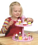 Dřevěné hračky Tidlo Růžový patrový talíř s dortíčky