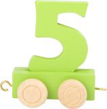 Dřevěné hračky Vagónek dřevěné vláčkodráhy - barevné číslice - číslo 5 small foot