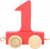 Dřevěné hračky Vagónek dřevěné vláčkodráhy - barevné číslice - číslo 1 small foot