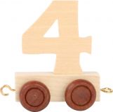 Dřevěné hračky Vagónek dřevěné vláčkodráhy - přírodní číslice - číslo 4 small foot