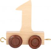 Dřevěné hračky Vagónek dřevěné vláčkodráhy - přírodní číslice - číslo 1 small foot