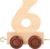 Dřevěné hračky Vagónek dřevěné vláčkodráhy - přírodní číslice - číslo 6 small foot
