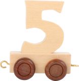 Dřevěné hračky Vagónek dřevěné vláčkodráhy - přírodní číslice - číslo 5 small foot