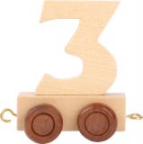 Dřevěné hračky Vagónek dřevěné vláčkodráhy - přírodní číslice - číslo 3 small foot