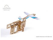 Dřevěné hračky Ugears 3D dřevěné mechanické puzzle Vystřelovací letadlo