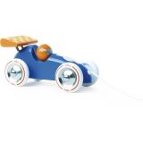 Dřevěné hračky Vilac Tahací závodní auto modré s oranžovým křídlem
