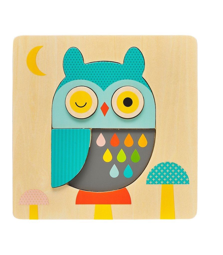 Dřevěné hračky Petit Collage Dřevěné puzzle sova