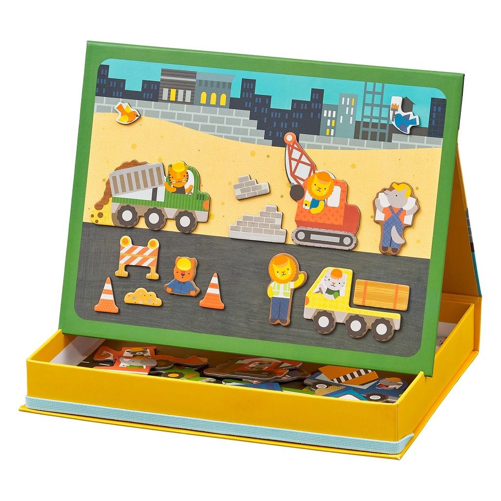 Dřevěné hračky Petit Collage Magnetická tabulka stavba