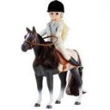 Dřevěné hračky Lottie Panenka žokejka s koněm