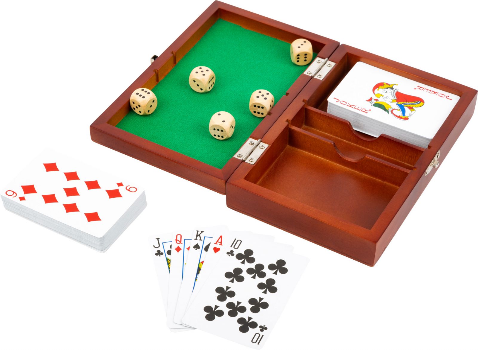 Dřevěné hračky small foot Hrací kostky a karty v dřevěném boxu