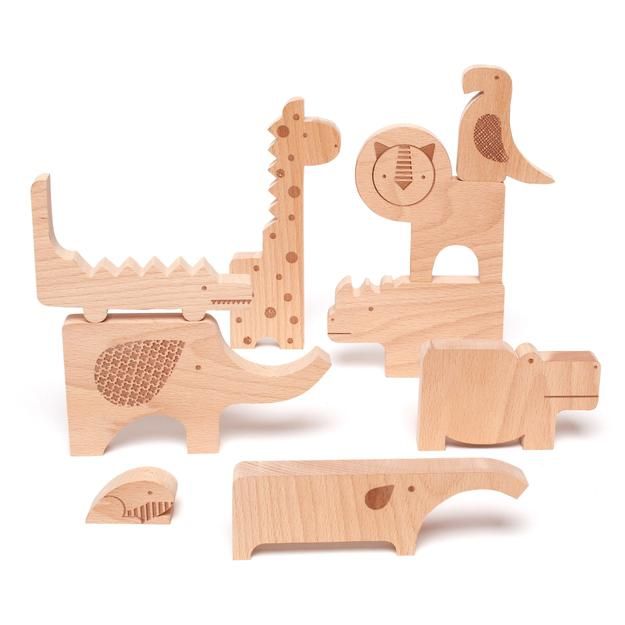 Dřevěné hračky Petit Collage Zábavné puzzle Safari
