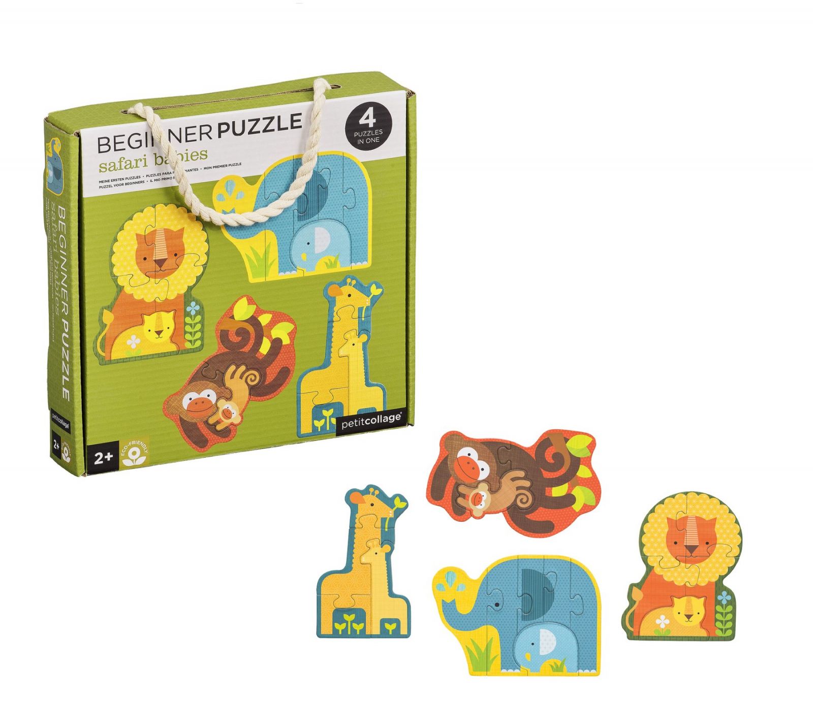 Dřevěné hračky Petit Collage První puzzle mláďata safari