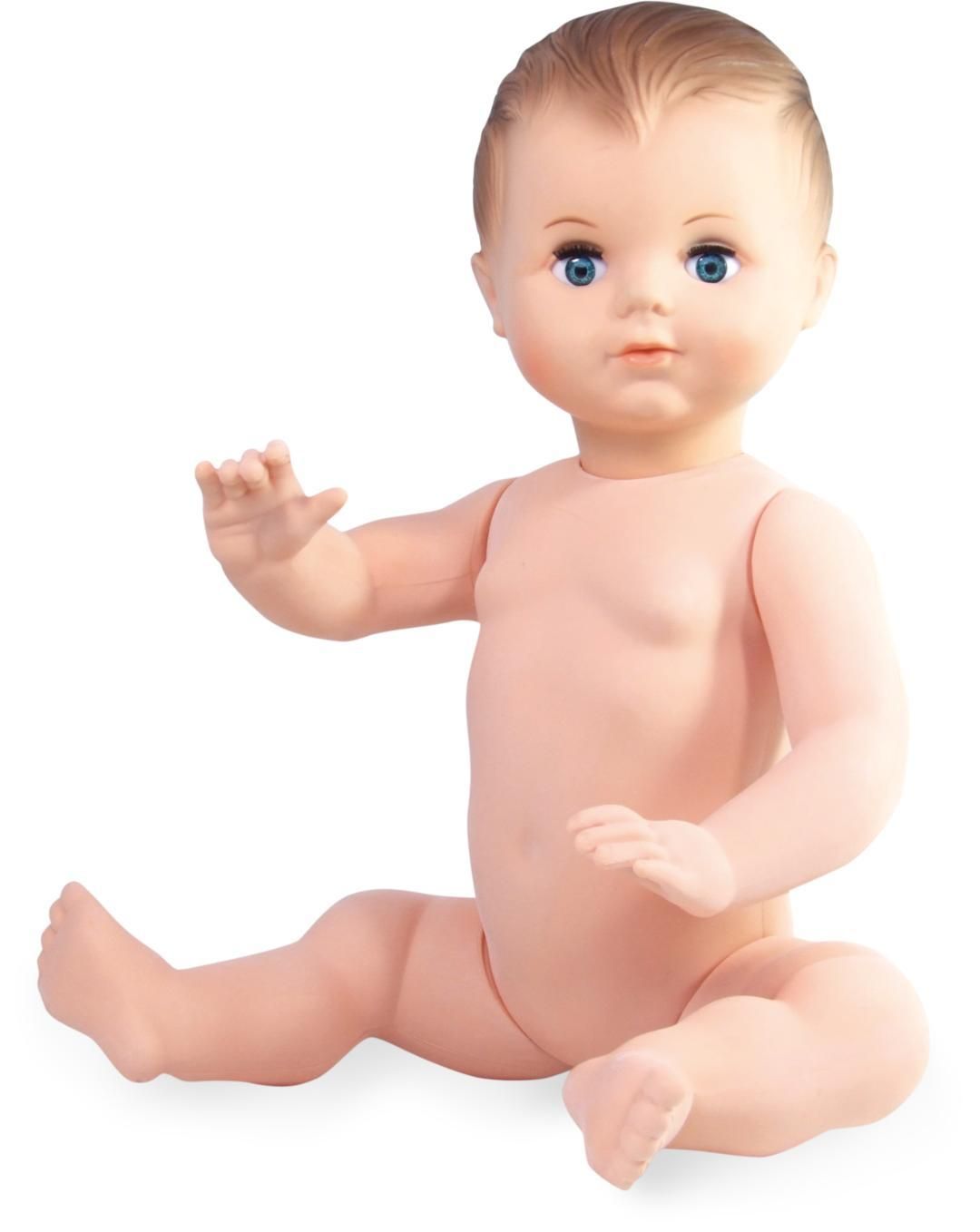 Dřevěné hračky Petitcollin Koupací panenka 40 cm sedící (modré oči)