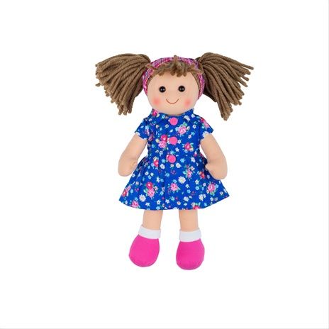 Dřevěné hračky Bigjigs Toys Látková panenka Hollie 28 cm