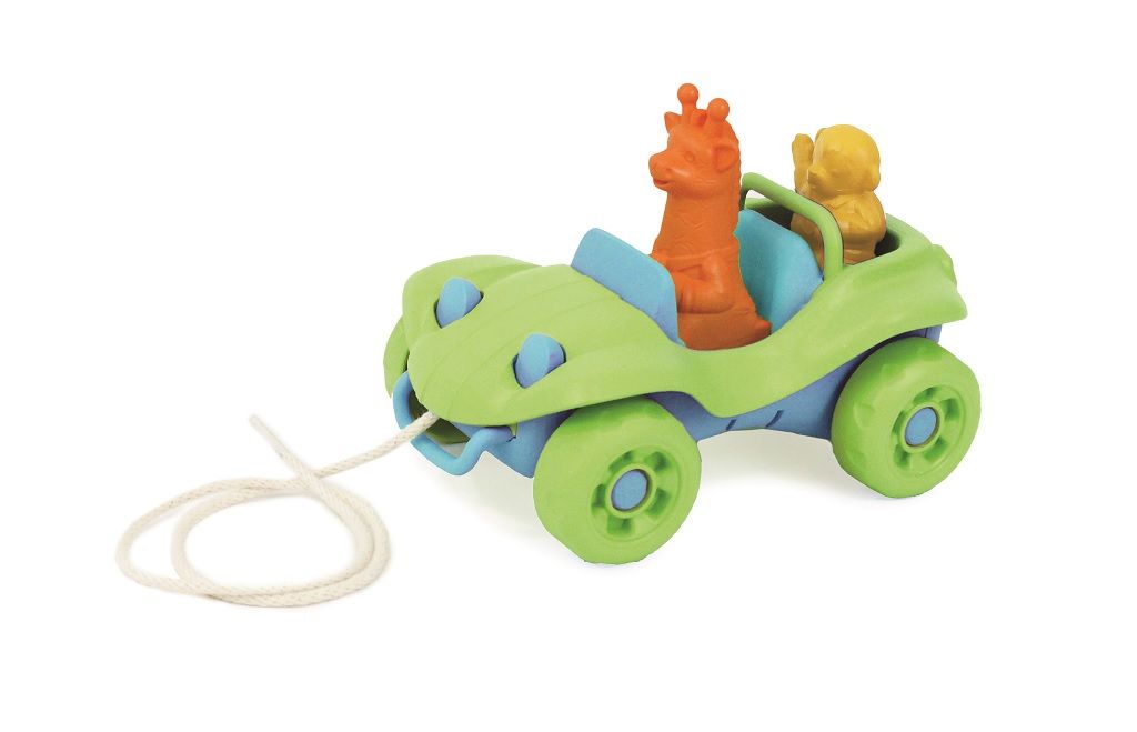 Dřevěné hračky Green Toys Tahací auto zelené