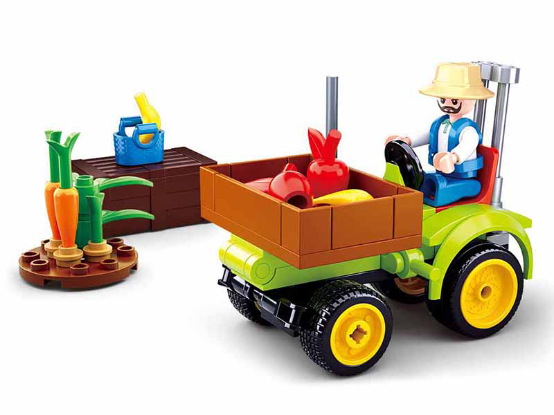 Dřevěné hračky Sluban Town Farma M38-B0776 Traktůrek na ovoce