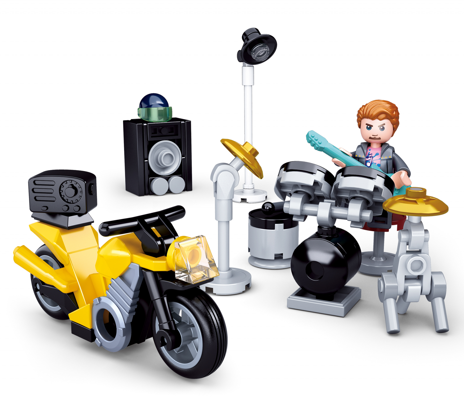 Dřevěné hračky Sluban Town Motorky M38-B0717B Bubeník s motorkou