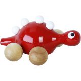 Dřevěné hračky Vilac Dřevěný dinosaurus na kolečkách červený