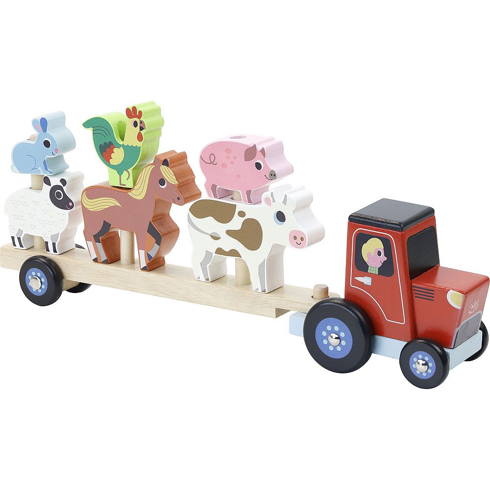 Dřevěné hračky Vilac Dřevěný traktor se zvířátky na nasazování