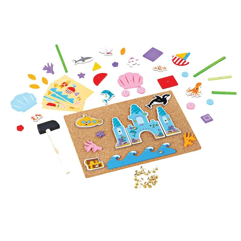 Dřevěné hračky Bigjigs Toys Kreativní zatloukací hra život v moři