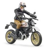 Dřevěné hračky Bruder 63051 BWORLD Motocykl Scrambler Ducati Cafe Racer s jezdcem