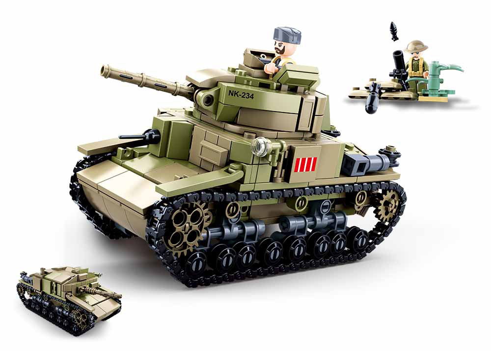 Dřevěné hračky Sluban Army M38-B0711 Střední italský tank 2v1