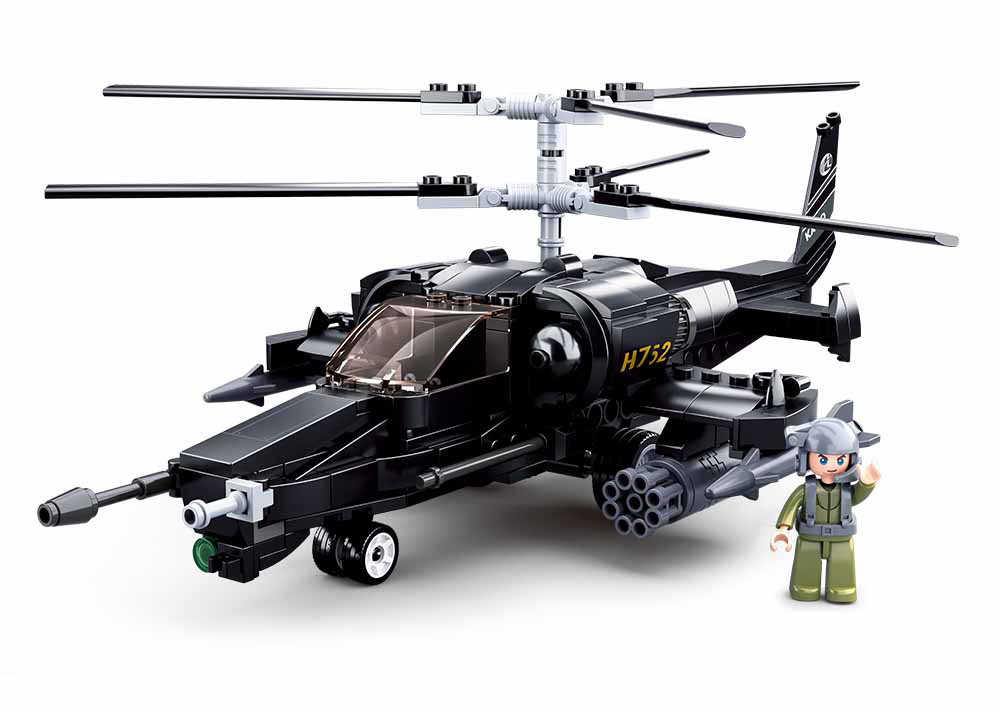 Dřevěné hračky Sluban Model Bricks M38-B0752 Bojový vrtulník Ka-50 Black Shark