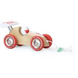 Dřevěné hračky Vilac Tahací závodní auto přírodní s červeným křídlem