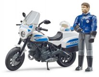 Dřevěné hračky Bruder BWORLD policejní motocykl Ducati Scrambler s jezdcem