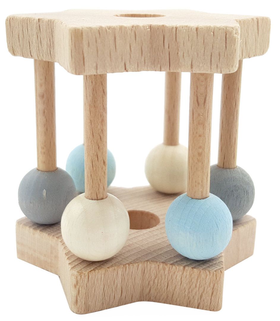 Dřevěné hračky Hess Chrastítko hvězdička modrá