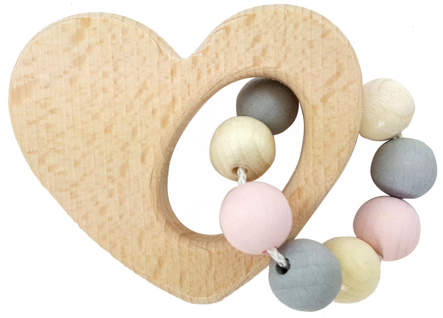 Dřevěné hračky Hess Chrastítko srdce růžové
