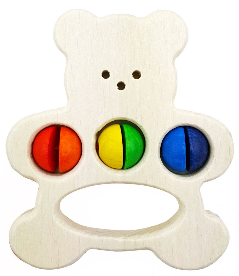 Dřevěné hračky Hess Chrastítko medvěd
