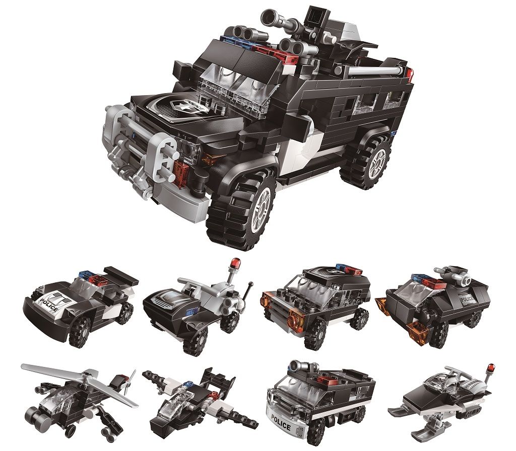 Dřevěné hračky Qman Trans Collector 1808 Komplet 8v1 Superobrněné vozidlo
