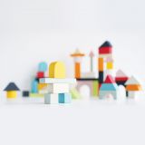 Dřevěné hračky Le Toy Van Petilou Barevné kostky v bavlněné tašce 60 ks