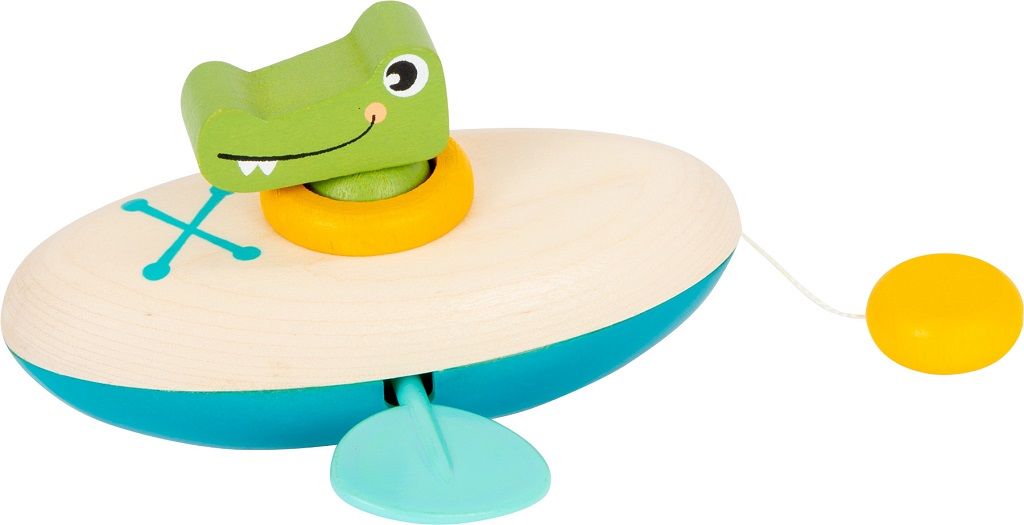 Dřevěné hračky small foot Vodní hračka krokodýl kánoe